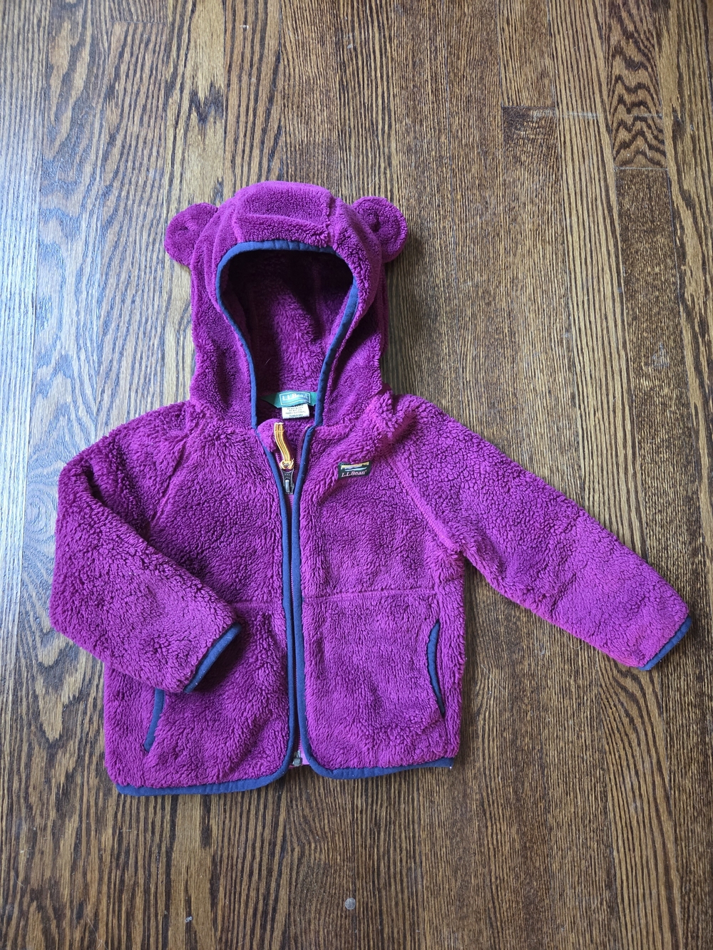 L.L. Bean Purple Fleece Hoodie with Bear Ears 2t